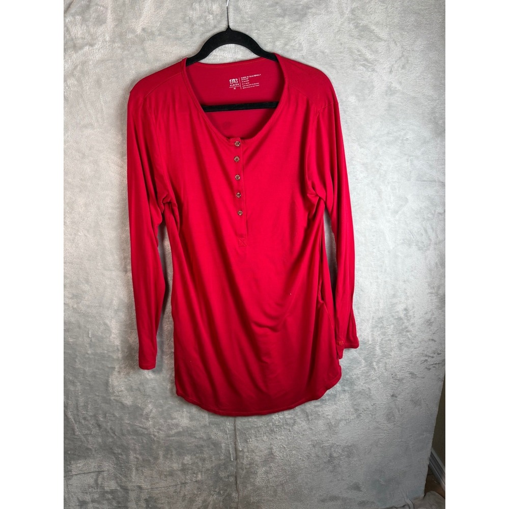 ALBION Dress Womens M Red Henley Long Sleeve‎ Rayon Spandex Tunic Mini